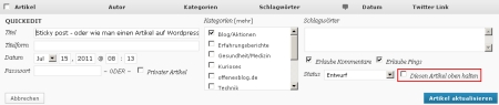 Sticky WordPress Artikel