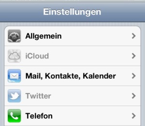 iCloud und Twitter deaktiviert