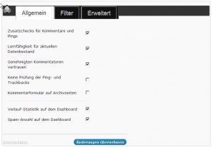 ANTISPAM BEE Settings Allgemein