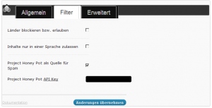 ANTISPAM BEE Settings Filter