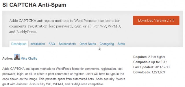 SI CAPTCHA Antispam WordPress Plugin