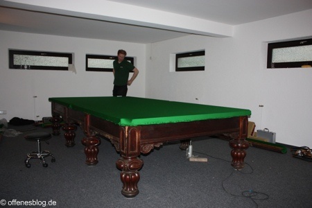Snookertisch Aufbau Tischtuch