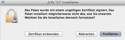 iLife 11 Zertifikat Problem