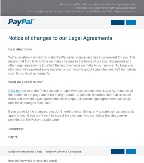 PayPal Phising Mail