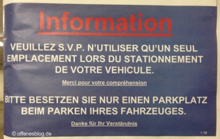 Bitte besetzen Sie nur einen Parkplatz beim Parken Ihres Fahrzeuges