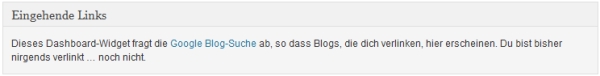 WordPress Dashboard Google Blog-Suche