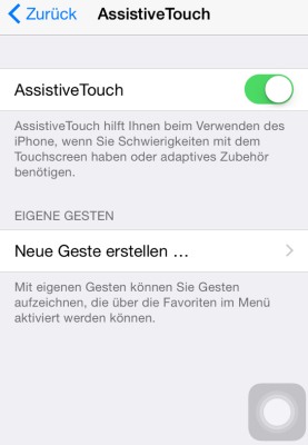 Apple Assistive Touch Button Bildschirm