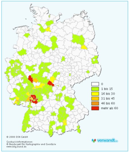 verwandt.de Verteilung Deutschlandkarte