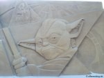 Yoda und Chewbacca Sandskulpturen