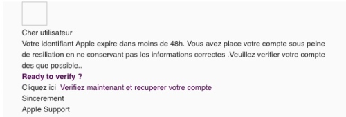 Französische Apple Spam/Phishing Mail