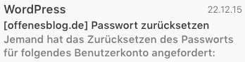 WordPress Passwort zurücksetzen Mail