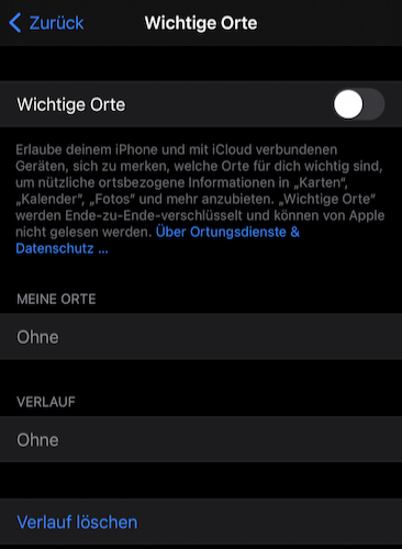 iPhone Wichtige Orte