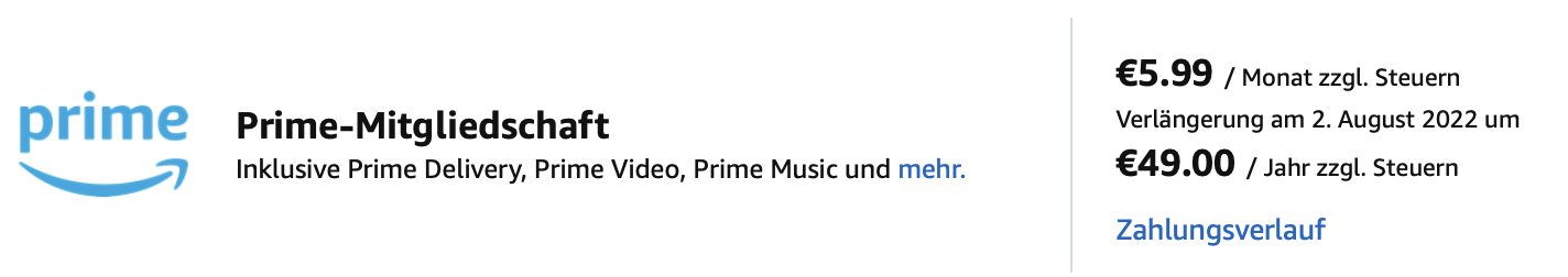 Amazon Prime Mitgliedschaft sparen