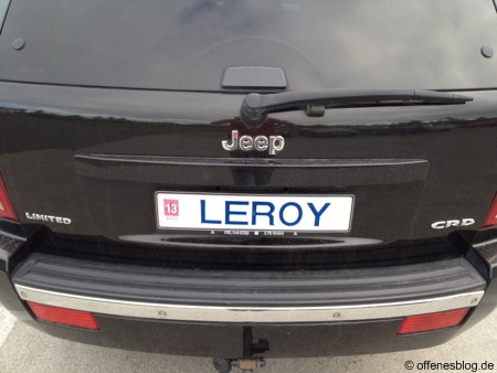 Island Nummernschild LEROY